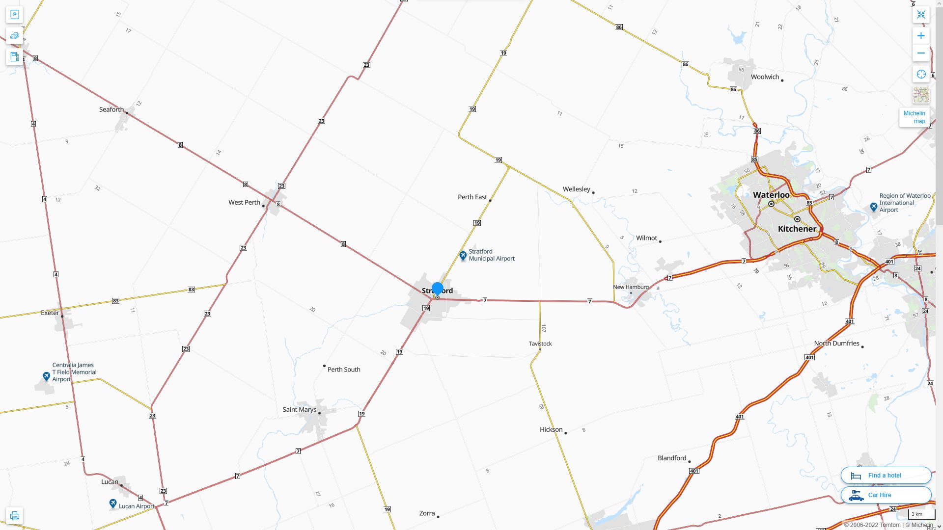 Stratford Highway and Road Map